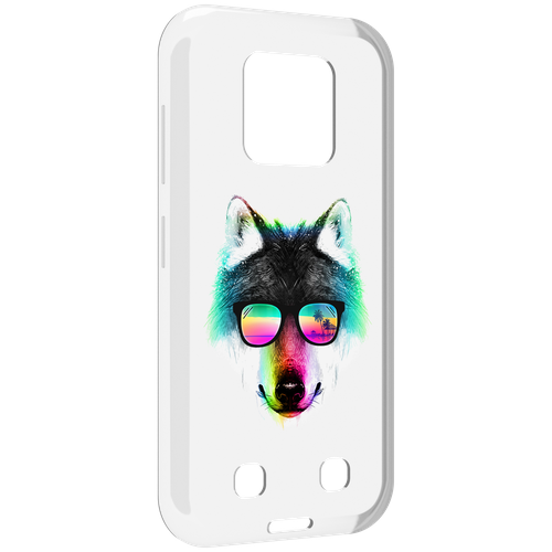 Чехол MyPads радужный волк для Oukitel WP18 задняя-панель-накладка-бампер