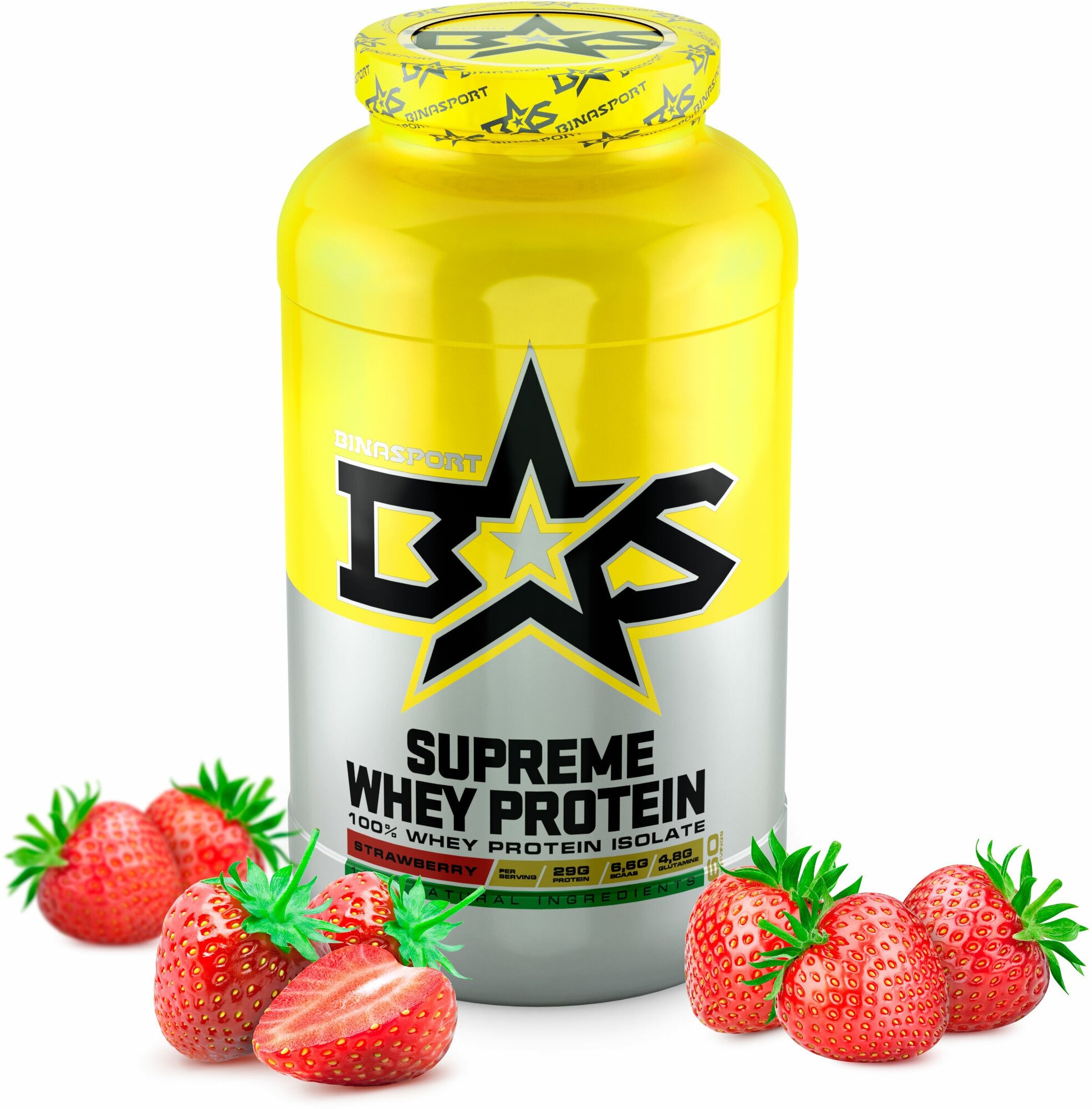 Изолят сывороточного протеина Binasport "Supreme WHEY PROTEIN" 2000 г со вкусом клубники