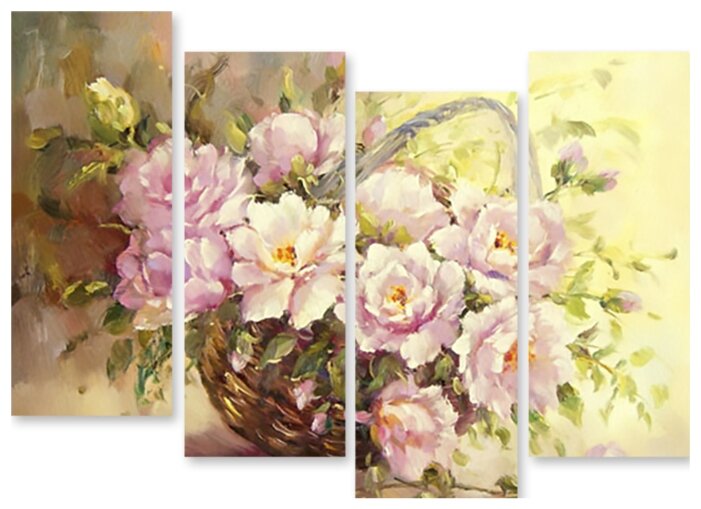 Модульная картина на холсте "Корзинка цветов" 90x67 см