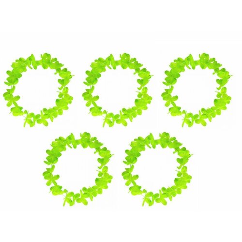 Ожерелье гавайское Гавайские лепестки, цвет салатовый зеленый (Набор 5 шт.) ожерелье гавайское гавайские лепестки цвет зеленый салатовый набор 3 шт