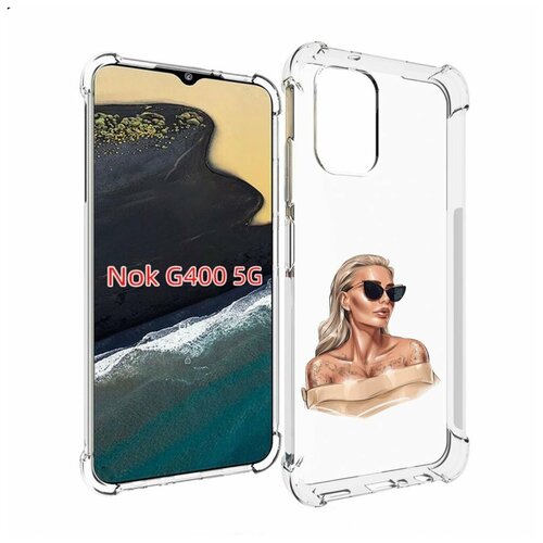 Чехол MyPads блондинка-в-очках женский для Nokia G400 5G задняя-панель-накладка-бампер