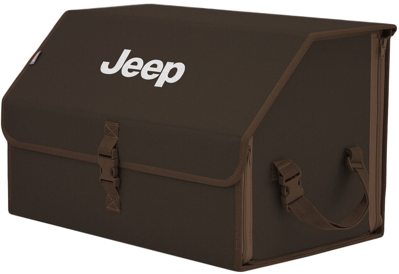 Органайзер-саквояж в багажник "Союз" (размер L). Цвет: коричневый с вышивкой Jeep (Джип).