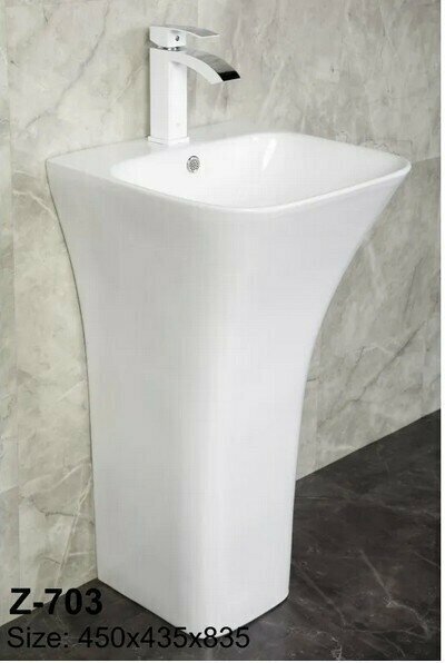 Раковина напольная Zandini Z-703 для ванной комнаты керамическая квадратная