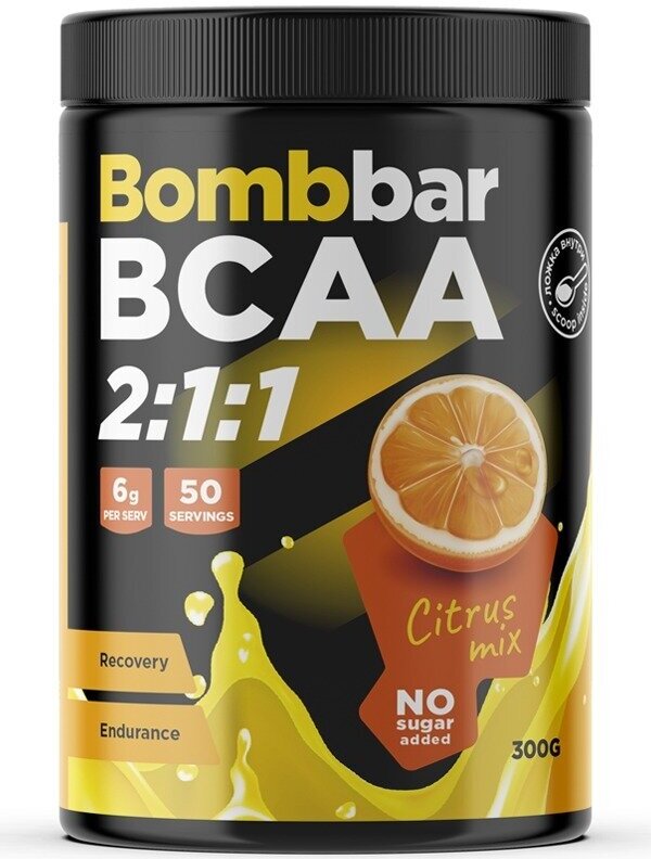 Бсаа Bombbar BCAA 2:1:1 Pro 300 г, Цитрус