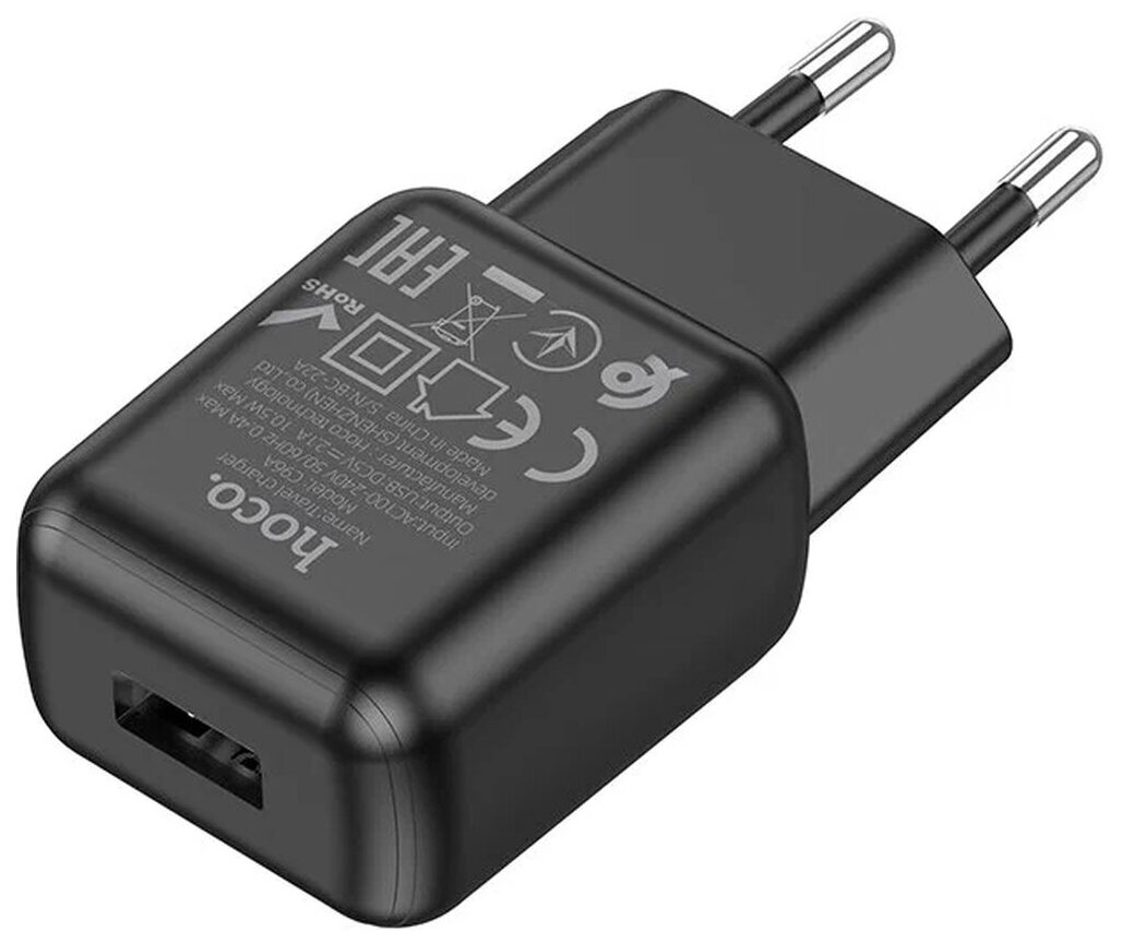 Сетевое зарядное устройство c USB HOCO C96A черное max 2.1A