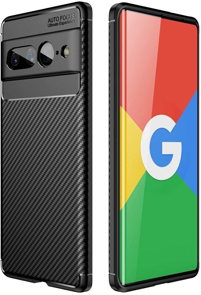 Накладка силиконовая для Google Pixel 7 Pro под карбон чёрная