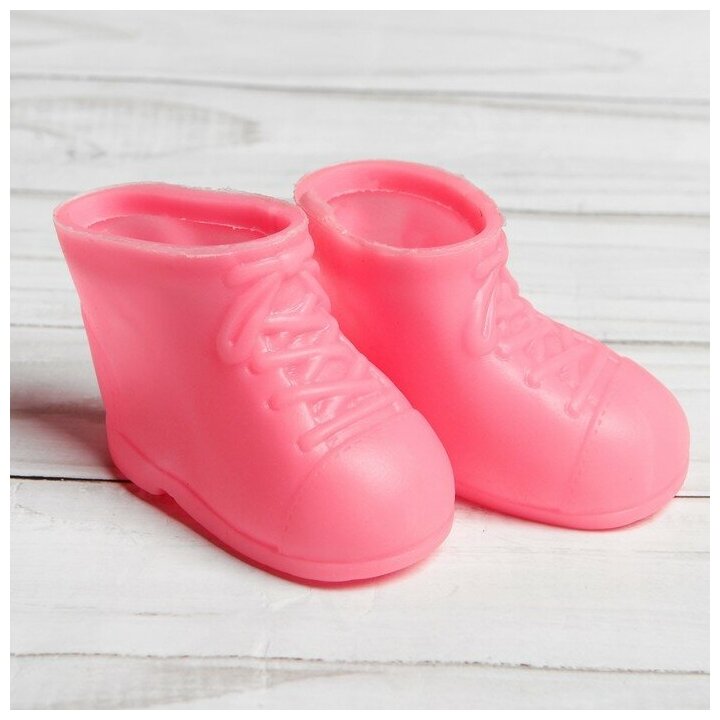 Ботинки для куклы Бантики, длина подошвы: 6,5 см, 1 пара, цвет розовый