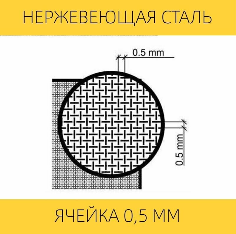 Москитная сетка на вентиляцию от насекомых вентан, 250 х 250 мм, нержавеющая сталь - фотография № 2