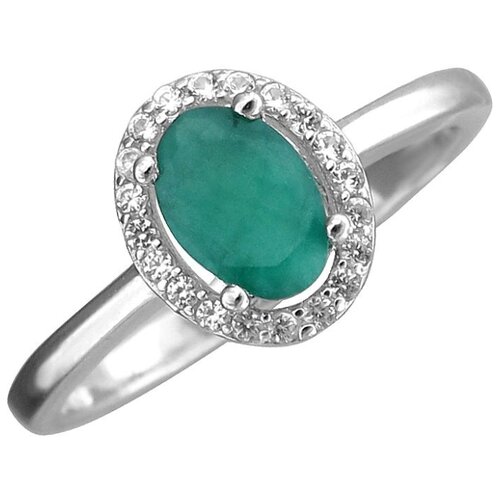 фото Эстет кольцо с изумрудом и топазами из серебра с27к5500909emt, размер 17