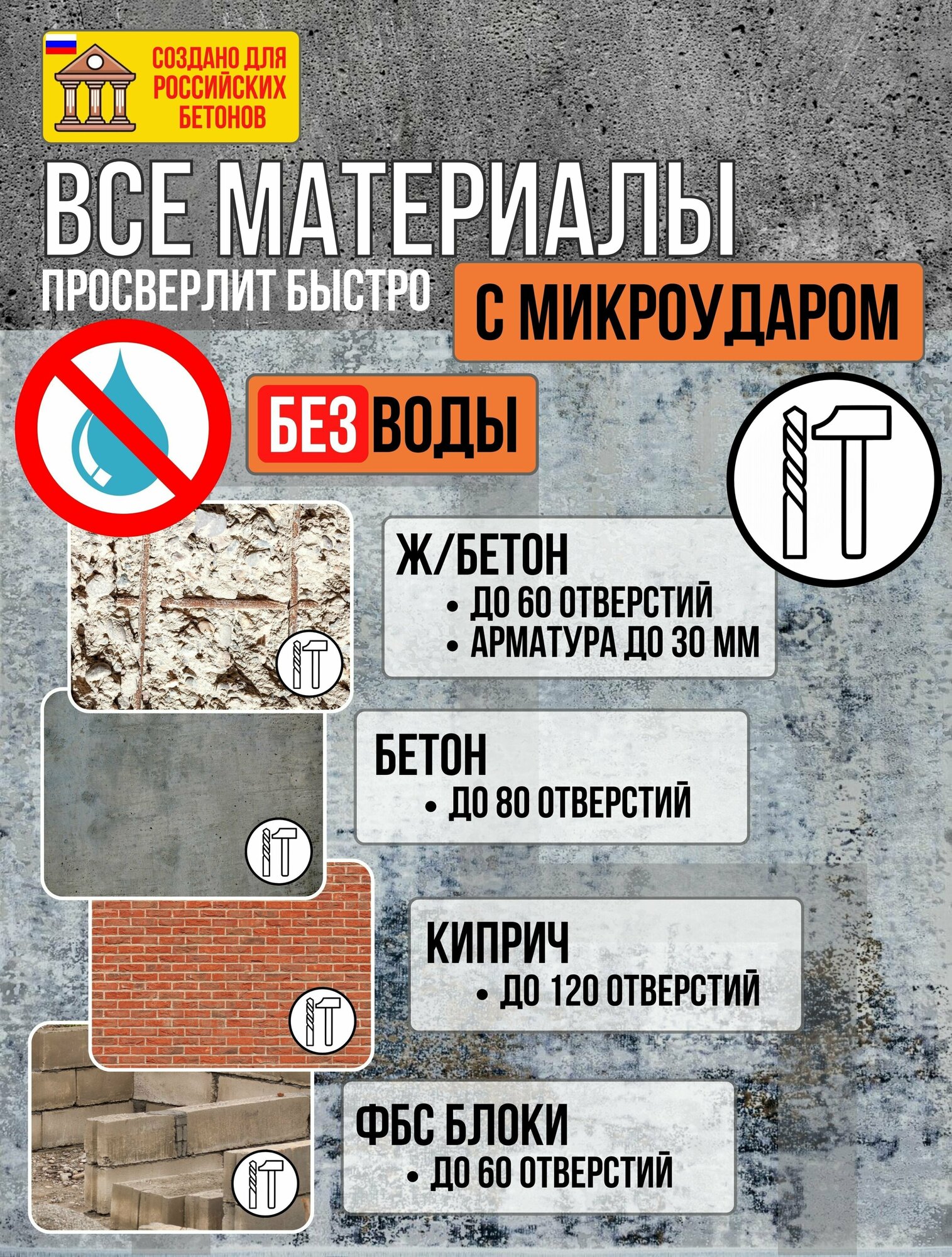 Коронка по бетону и кирпичу 72 мм Svertum для подрозетников с микроударом боковое пылеудаление — фото 1
