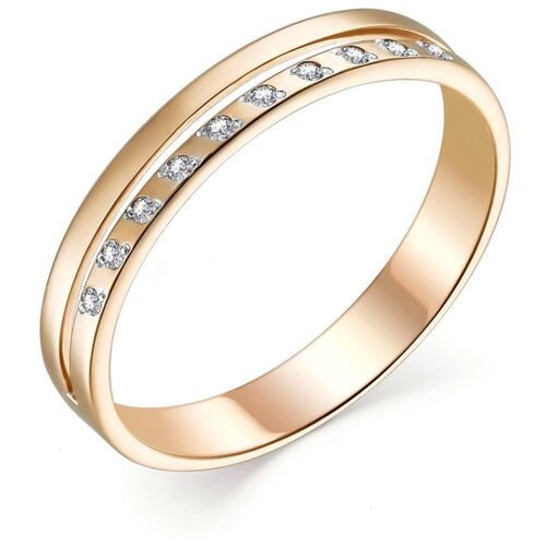 фото Алькор кольцо с 10 бриллиантами из красного золота 13459-100, размер 15.5