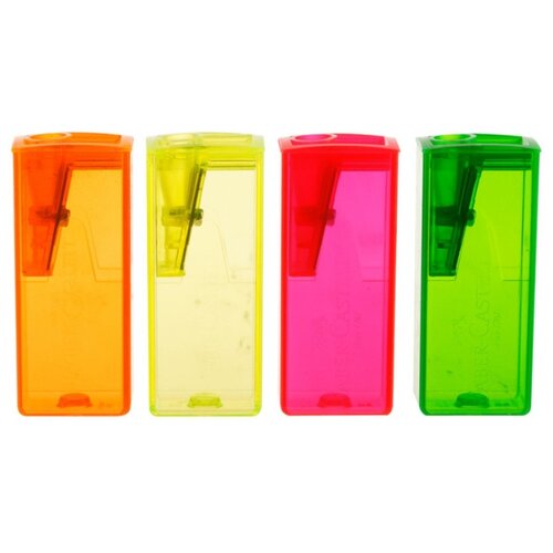 Faber-Castell Точилка пластиковая Faber-Castell, 1 отверстие, контейнер, ассорти, флуоресцентные цвета