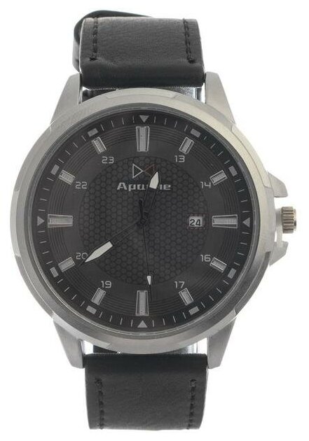 Часы наручные мужские "Аранс" с датой, d=4.5 см, чёрный ремешок