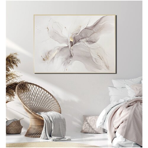 Картина-оригинал — Большая розовая картина с золотом 70х100 см флюид-арт спиртовыми чернилами – Лючия III