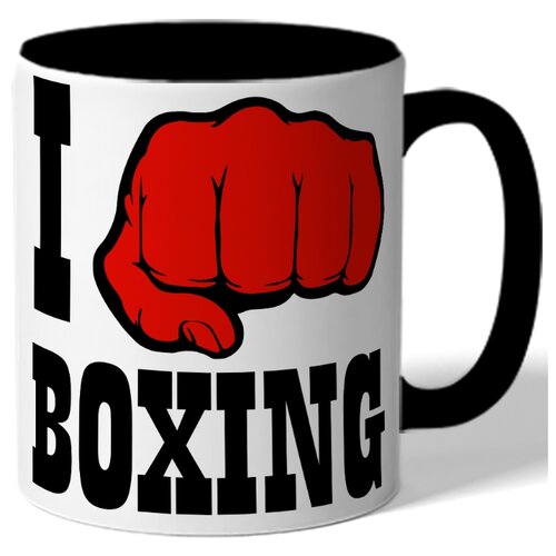фото Кружка цветная i love boxing, надпись и красный кулак drabs