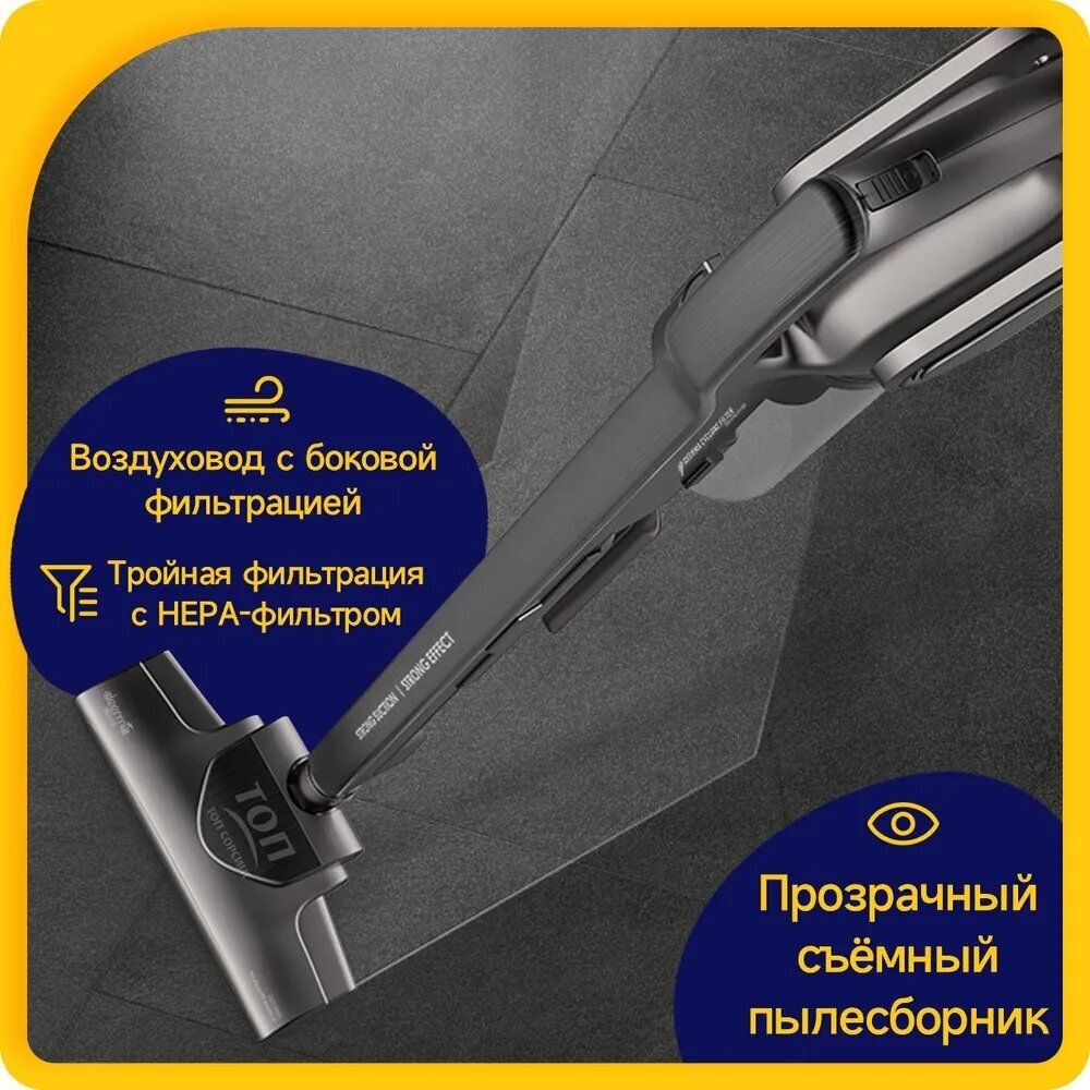 Пылесос вертикальный для дома Deerma DX700s, Ручной пылесос с контейнером для сухой уборки дома и мебели — фото 1