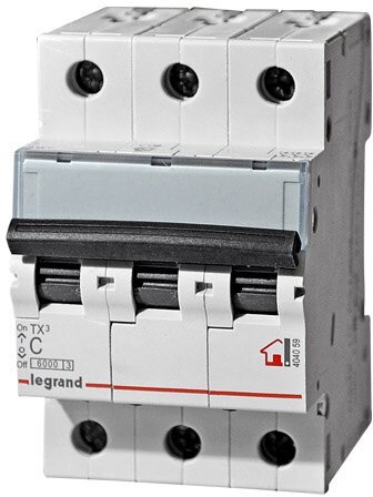 Автоматический выключатель Legrand TX3, 3 полюса, 50A, 6kA, тип C, ширина 3 DIN-модуля