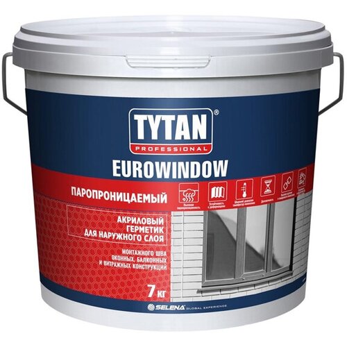 Герметик акриловый TYTAN Professional Eurowindow паропроницаемый 7кг белый, арт.18249