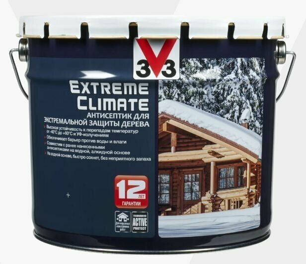 V33 Антисептик строительный на водной основе для дерева EXTREME CLIMATE Французский Беж 09л