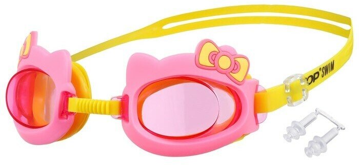 ONLYTOP Очки для плавания детские ONLYTOP «Бантик», беруши, цвет розовый