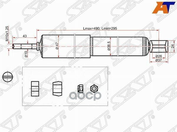 Амортизатор Задний Toyota Caldina 92-02 Lh=Rh Sat арт. ST-48531-80227