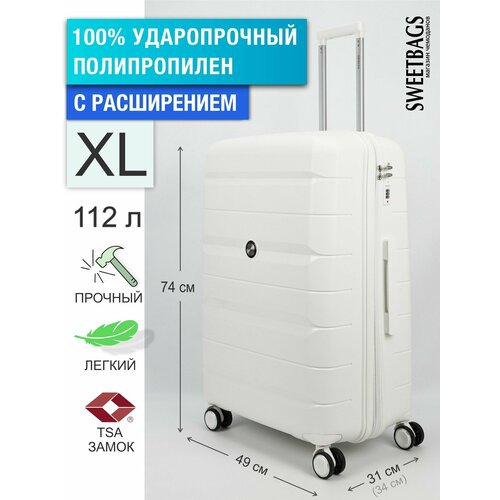 фото Чемодан , 112 л, размер xl, белый sweetbags