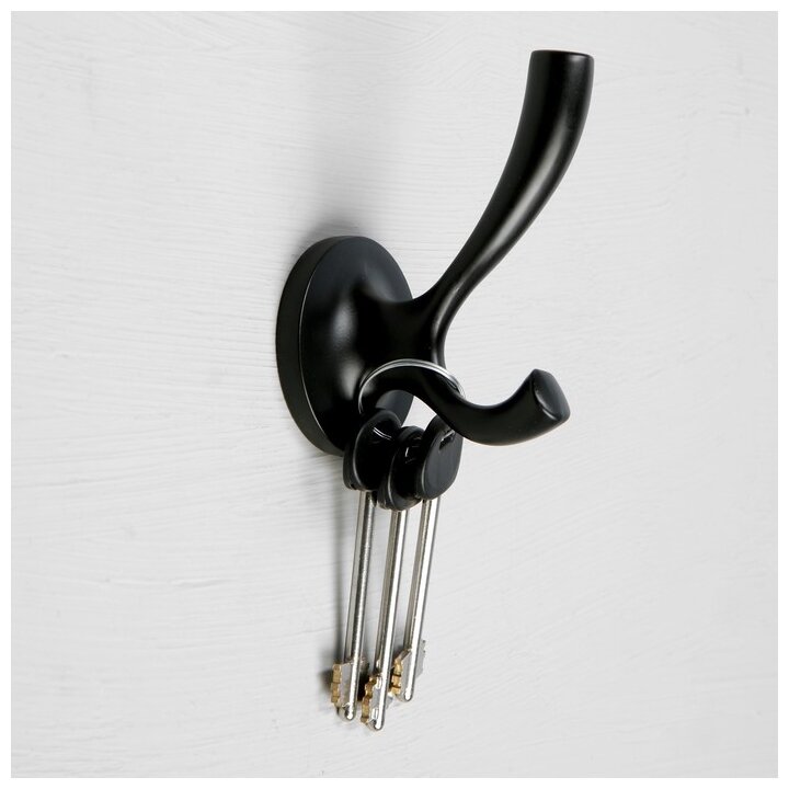 Крючок мебельный CAPPIO CONE, двухрожковый, цвет черный - фотография № 5