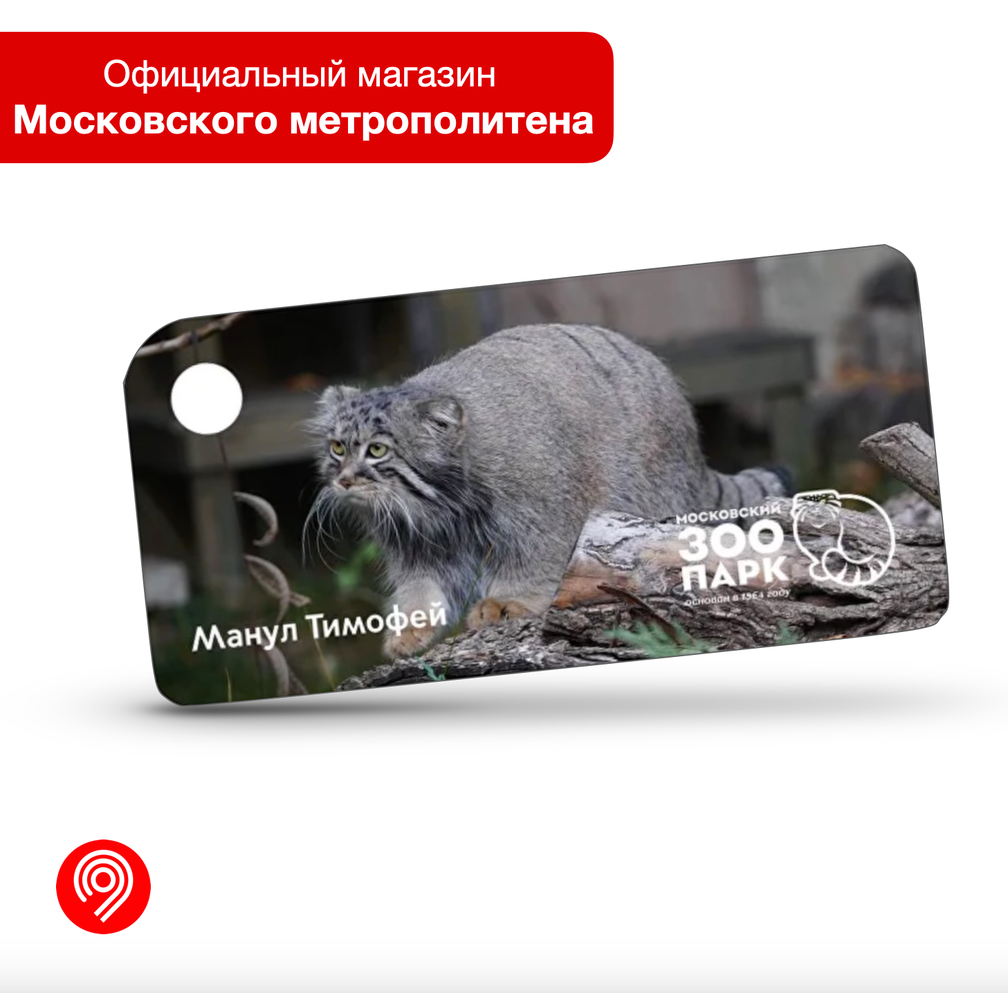 Брелок "Тройка" Московский зоопарк - Манул Тимофей, серый, Московский транспорт