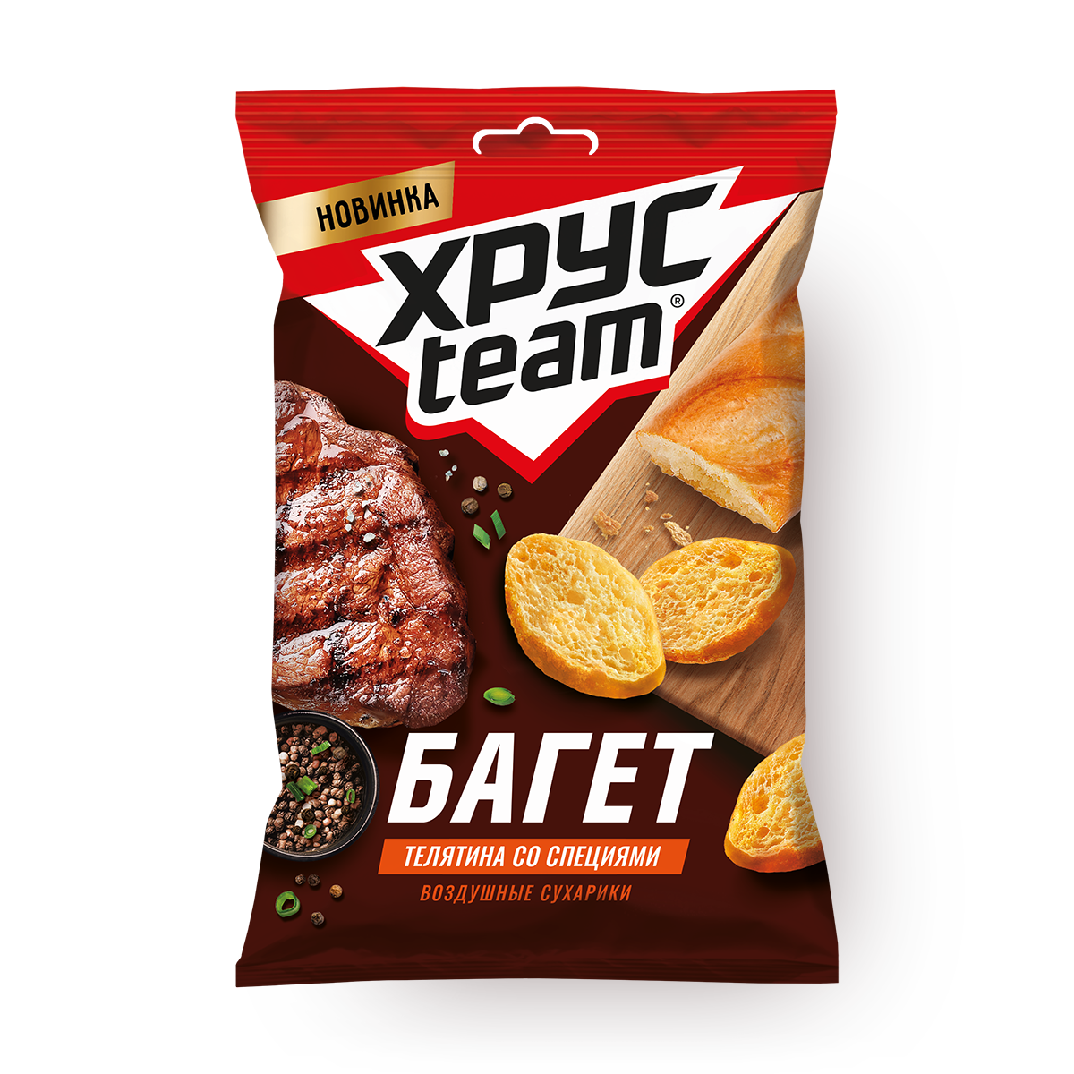 Сухарики хрусteam "Багет", телятина со специями, пшеничные, 60 г