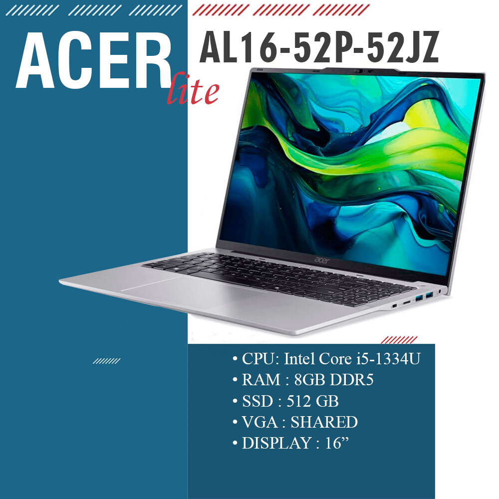 Ноутбук Acer Aspire Lite AL16-52P/ Intel Core i5/ 8GB/ SSD 512GB/ 16 IPS WUXGA серебристый