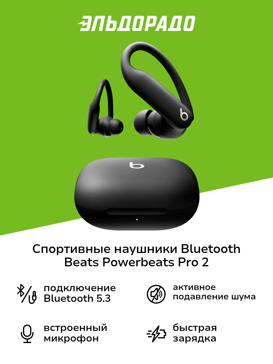 Спортивные наушники Bluetooth Beats Powerbeats Pro 2 (MX723), Jet Black