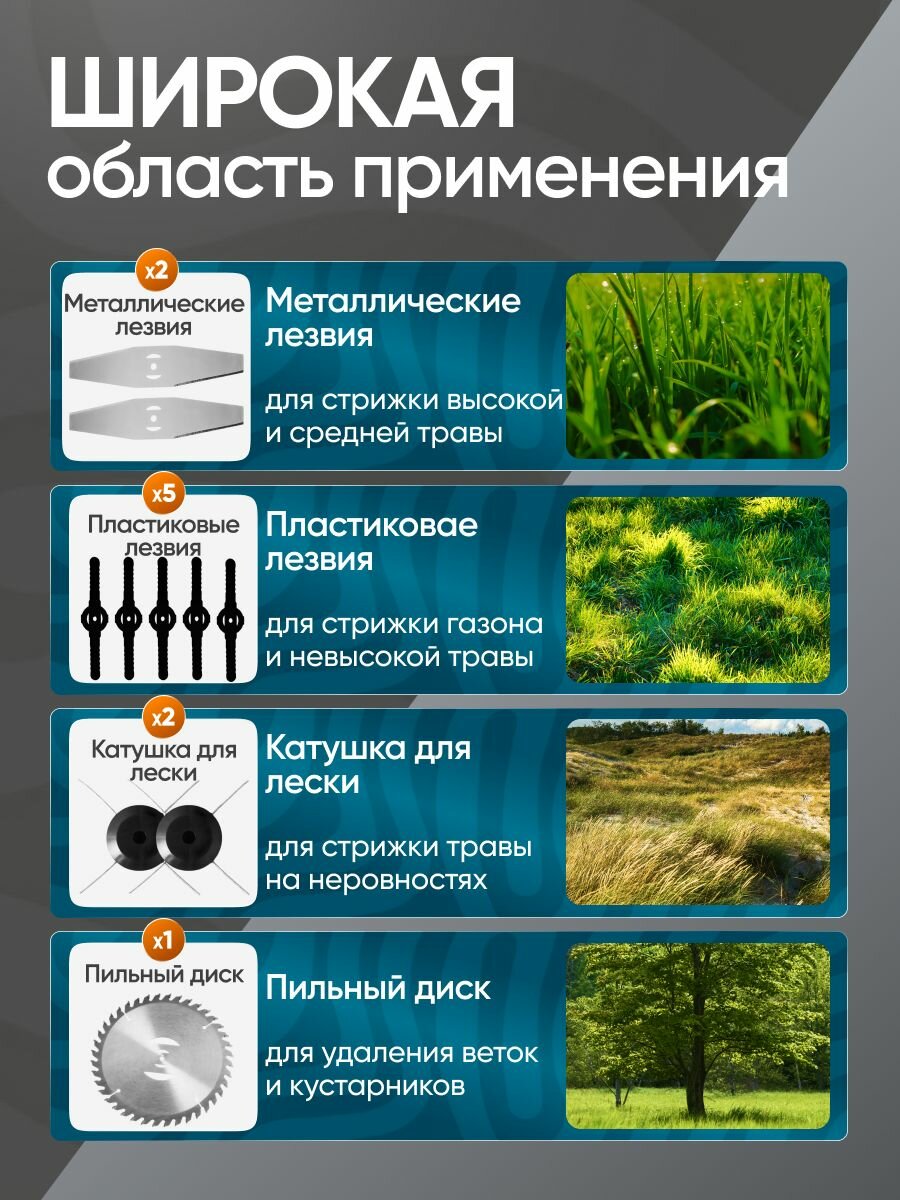 Изображение Триммер аккумуляторный садовый/ Садовый триммер с двумя аккумуляторами PREMIUM