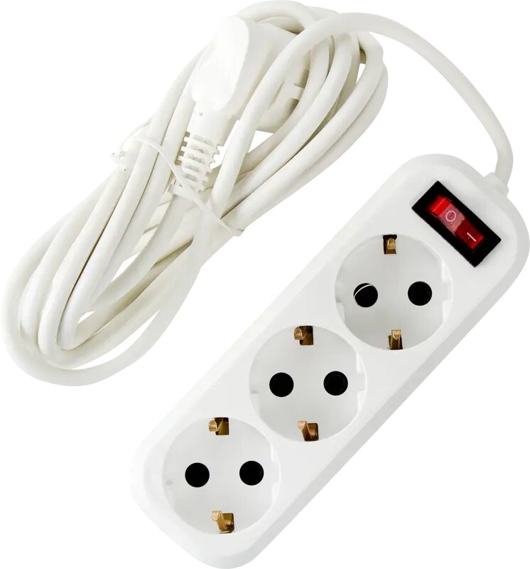 Удлинитель бытовой 3 розетки с заземлением 3x0.75 мм 3 м цвет белый