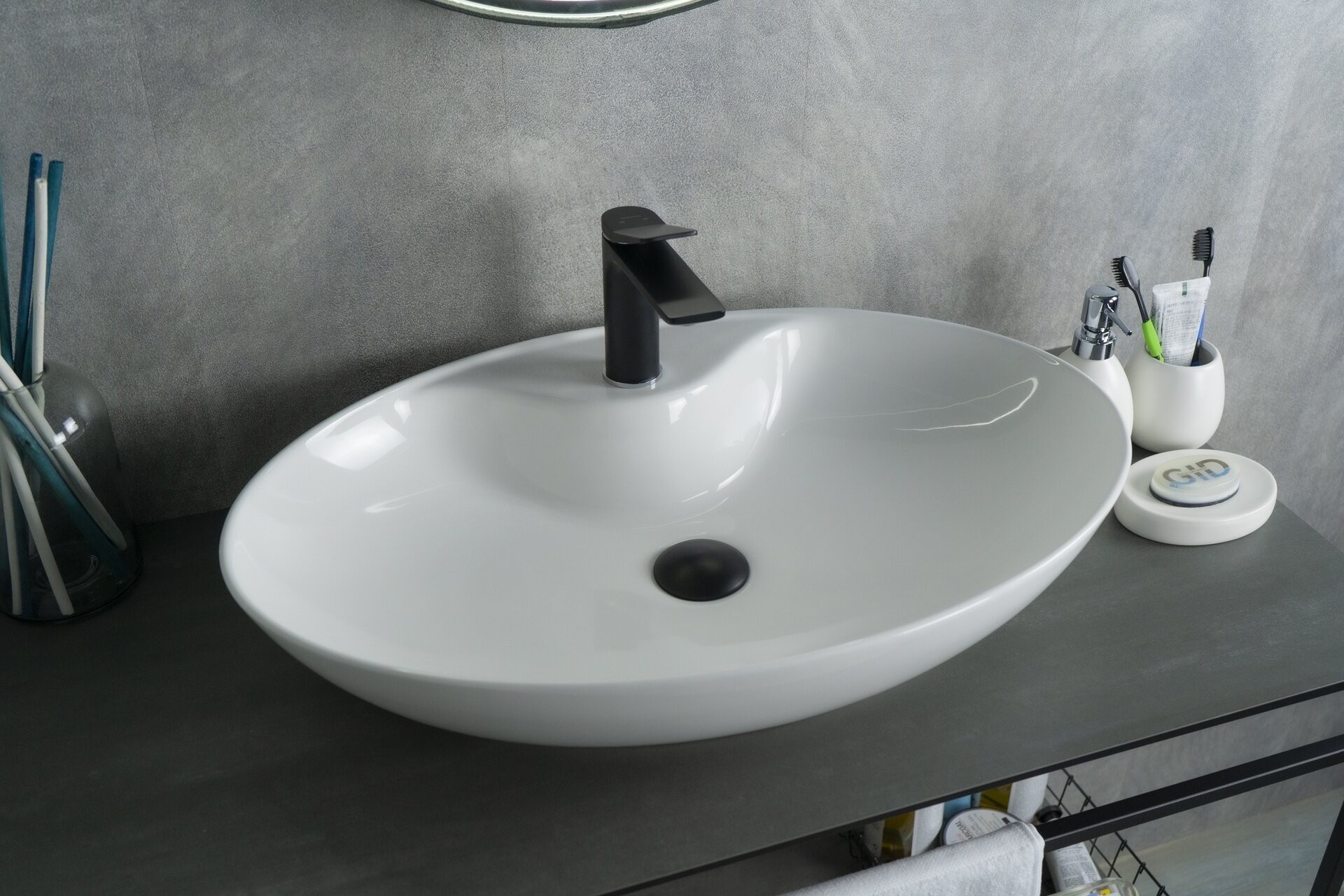 Раковина Gid N9438 51151 накладная белая 65x43x12