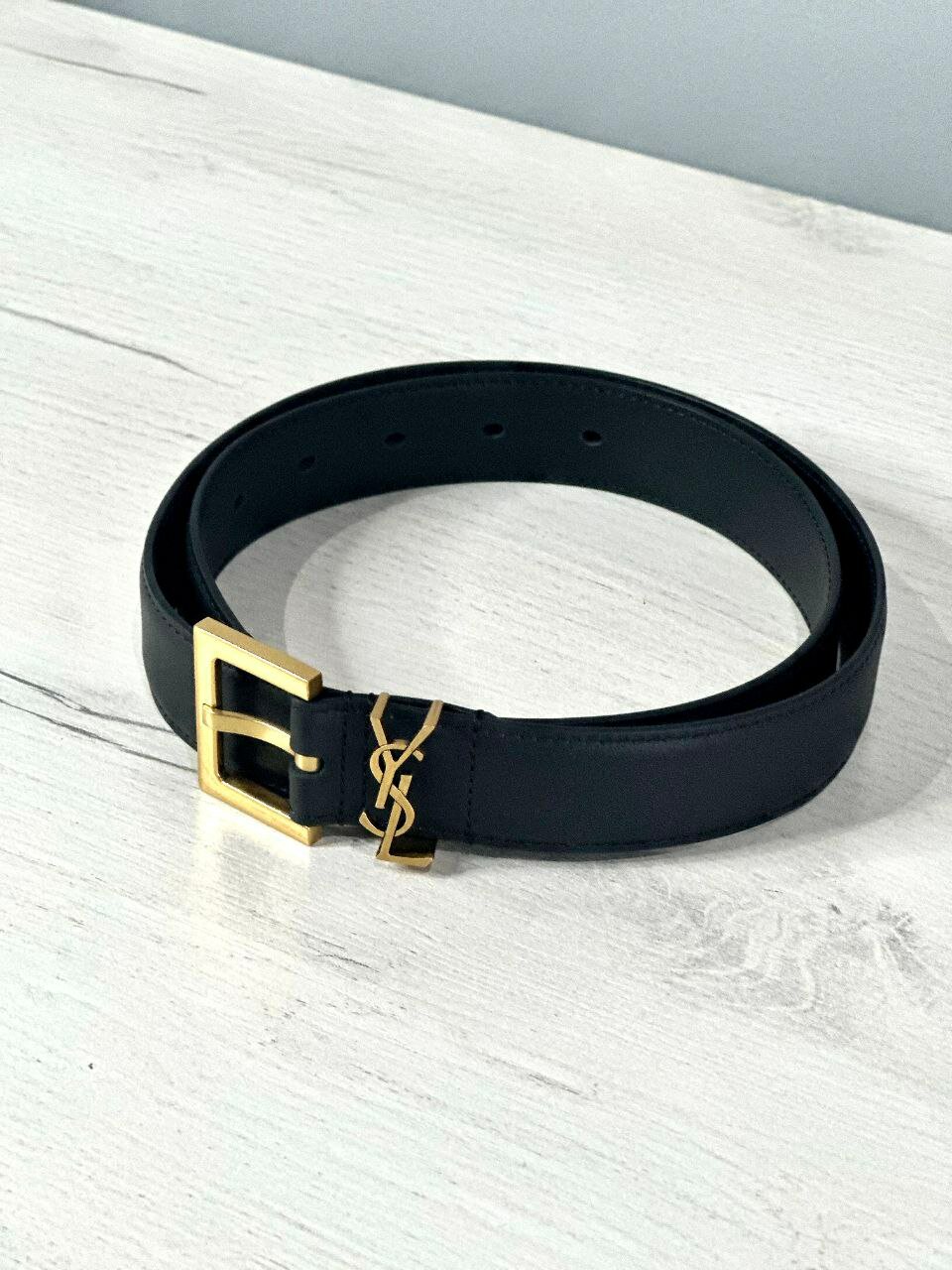 Ремень Yves Saint Laurent для девочек и женщин, черный/золото — фото 1