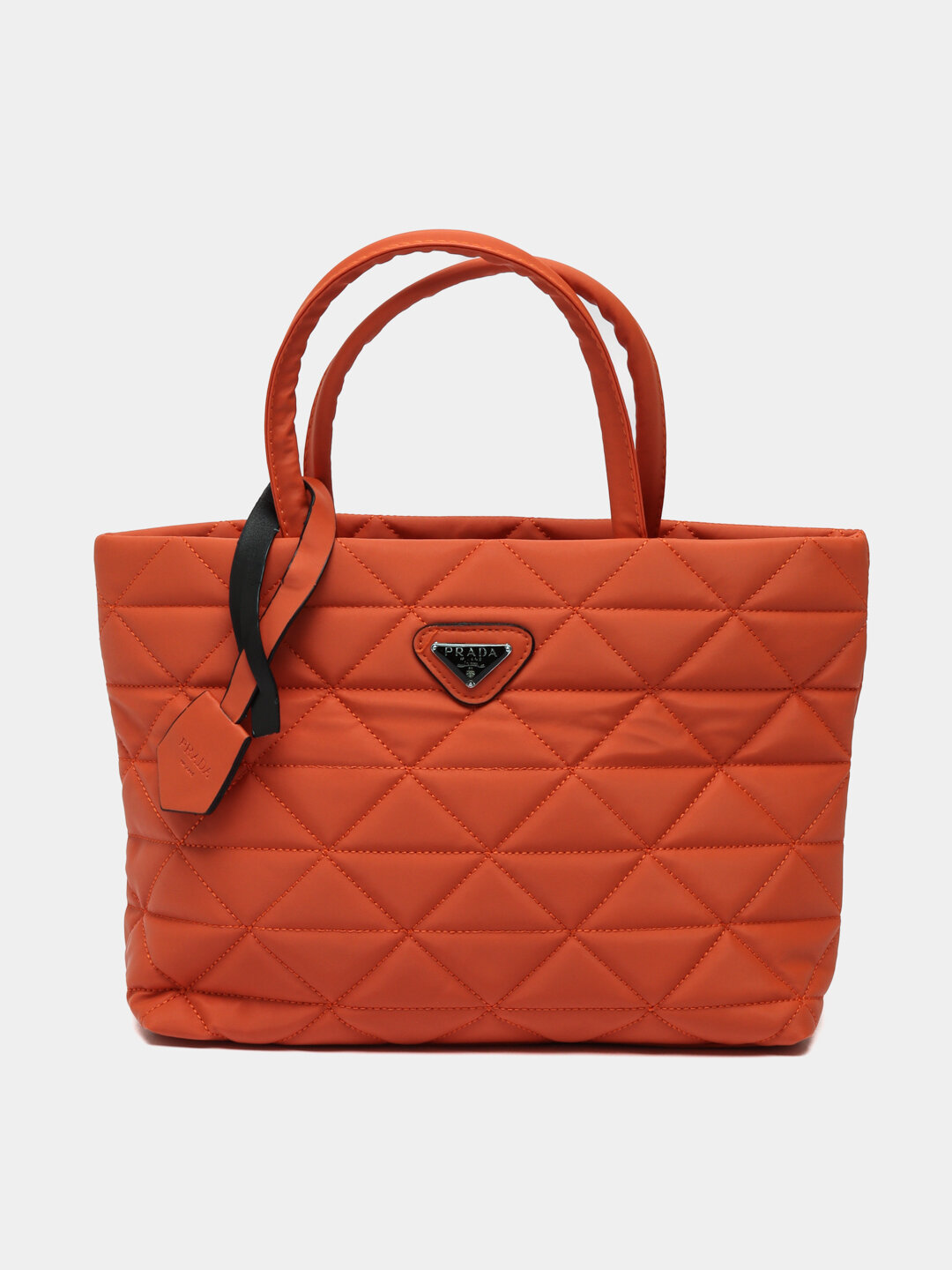 Сумка  Prada Quilted Soft Tote Bag, фактура стеганая, оранжевый