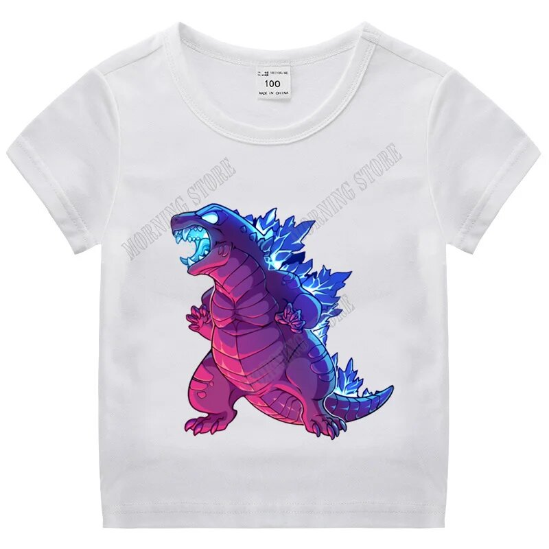 Детская одежда Godzilla летняя футболка для мальчиков футболка с мультяшным принтом милые детские поглощающие пот топы аниме одежда с коротким рукавом Лидер продаж GSL 4 150