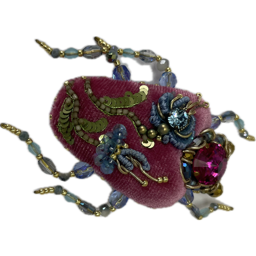 фото Брошь королевство птички & бабочки, swarovski zirconia, 1 шт., розовая фуксия