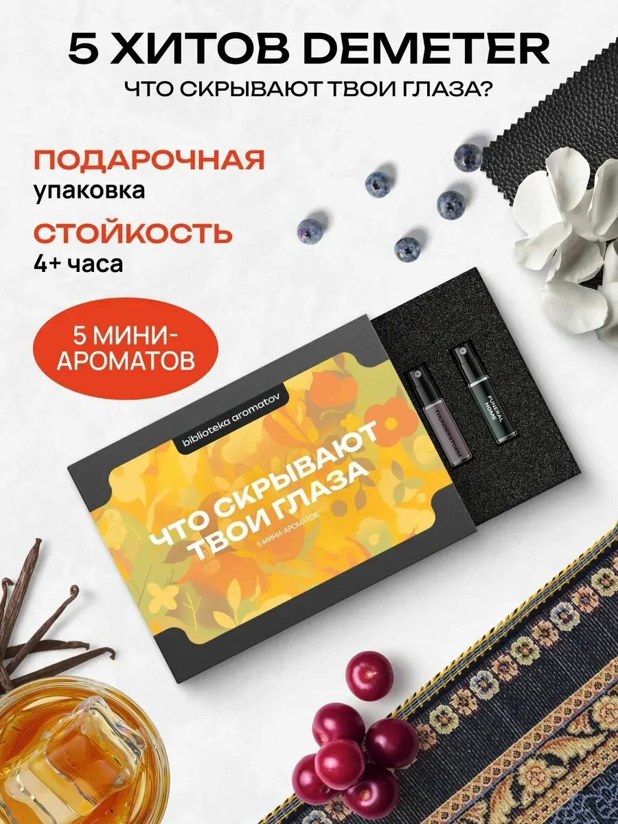 Библиотека ароматов "Что скрывают твои глаза?" Парфюмерный набор 5 ароматов