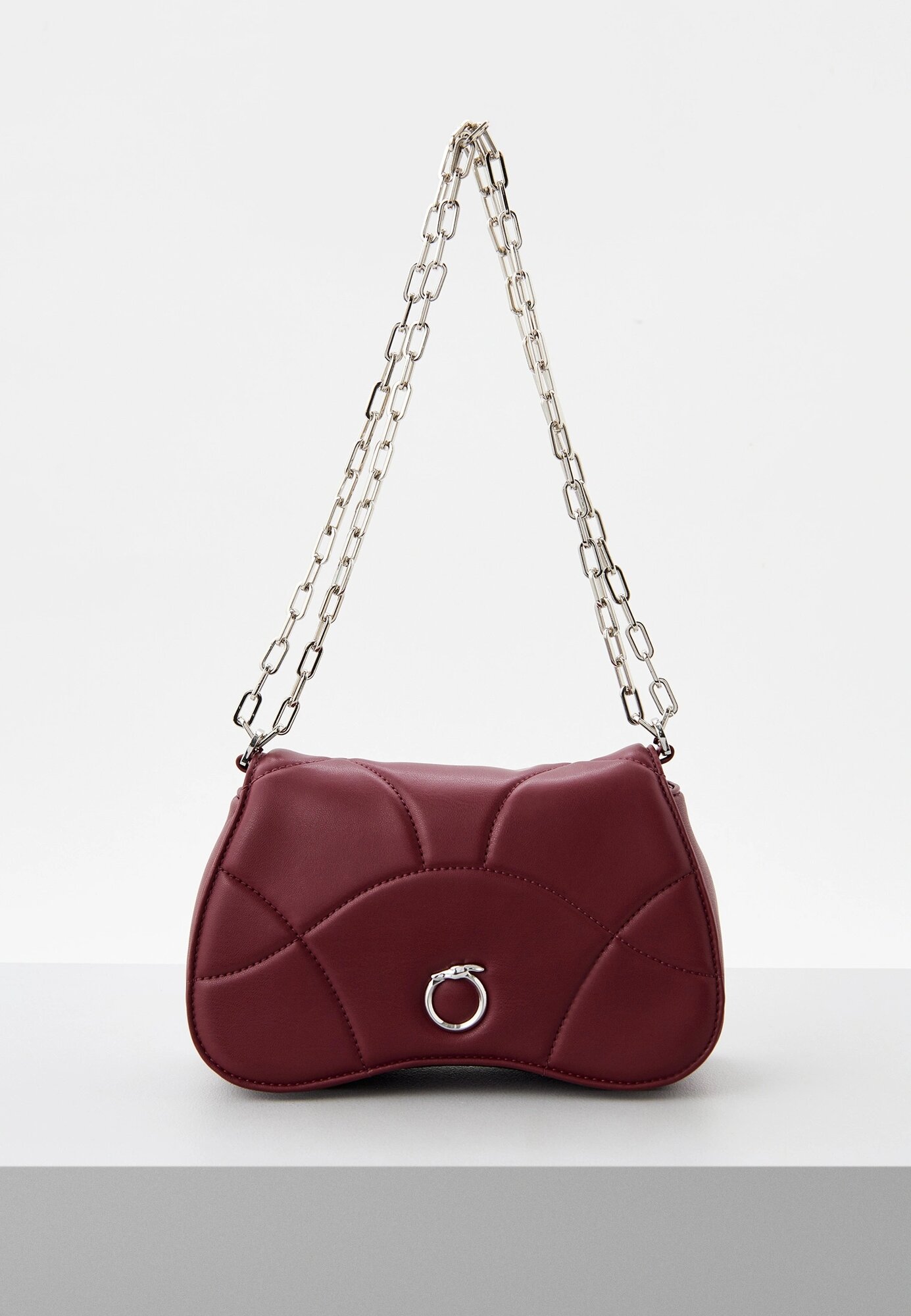 Сумка TRUSSARDI, фактура стеганая, бордовый