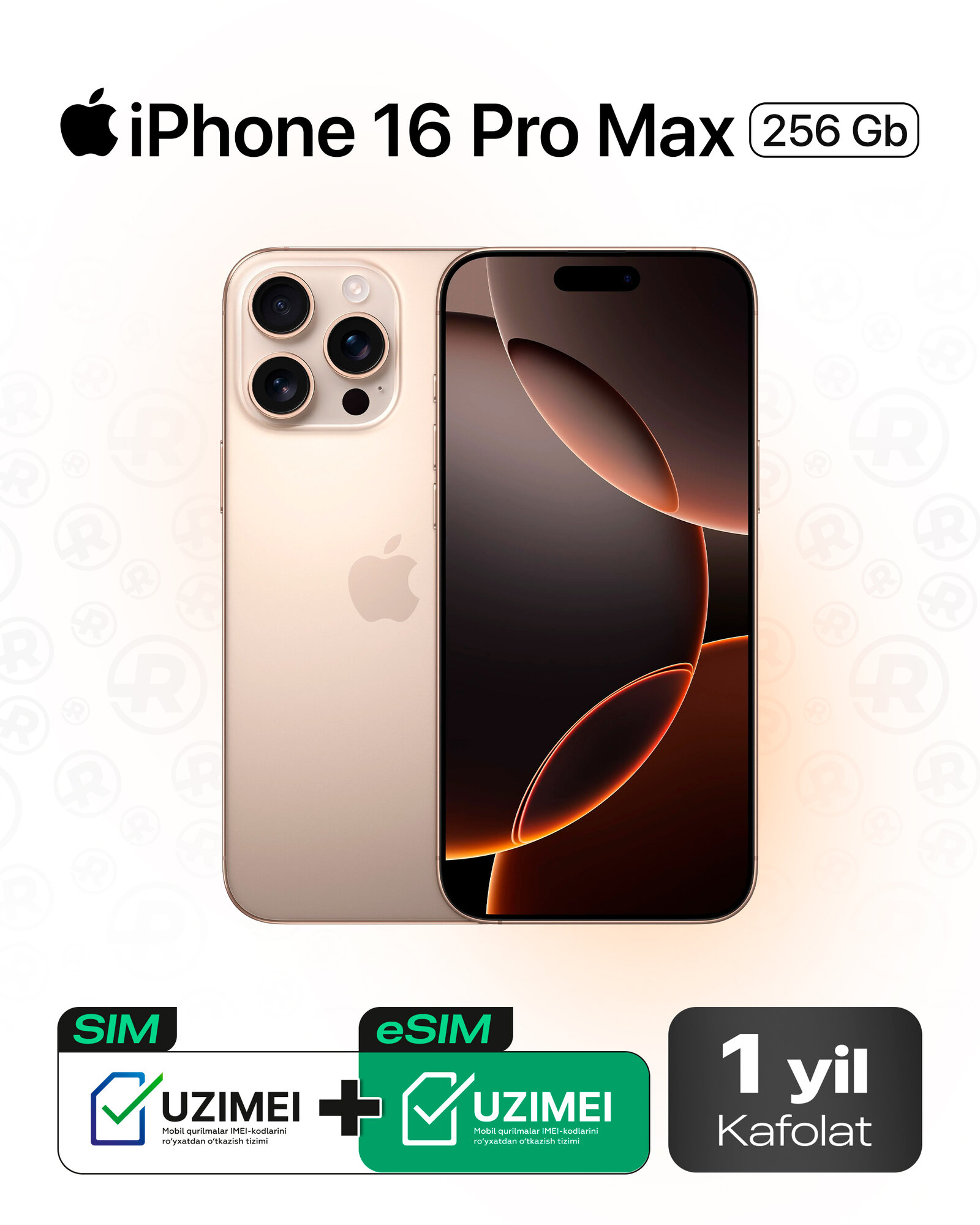 Смартфон Apple iPhone 16 Pro Max Desert Titanium, 256ГБ, Dual SIM/eSIM