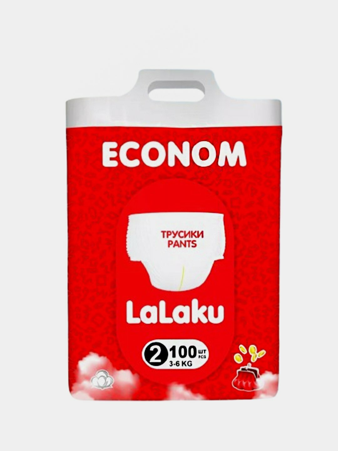Подгузники "Econom LaLaKu", для детей 3-6 кг, унисекс, 2-й размер 100шт