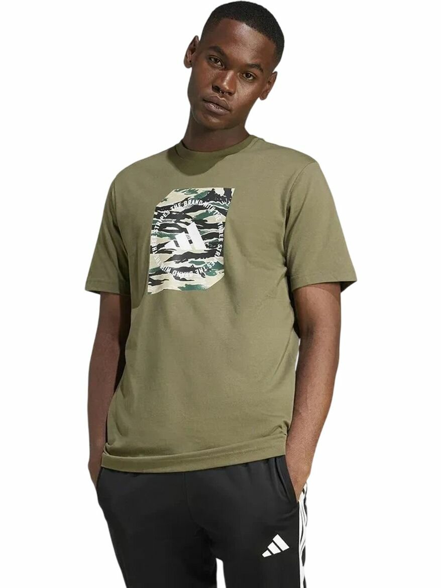 Футболка adidas Camo Box T-Shirt, размер L, зеленый,