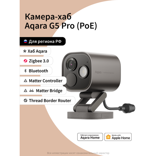 фото Умная камера и центр умного дома aqara, (хаб) g5 pro ch-c03d, poe, графитовый