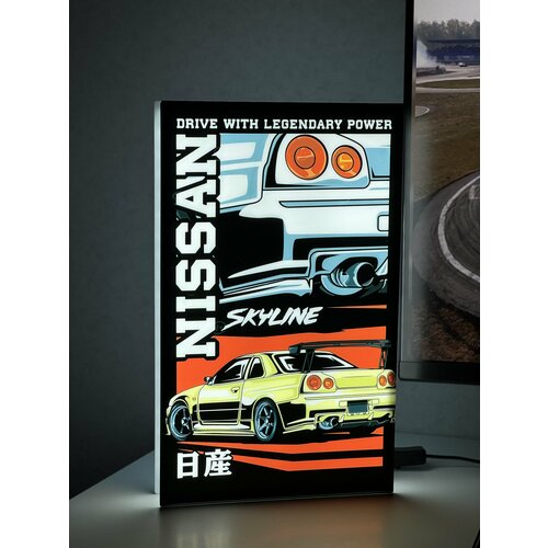фото Светильник solovevstore "nissan r34", led, акриловый плафон, выключатель на проводе