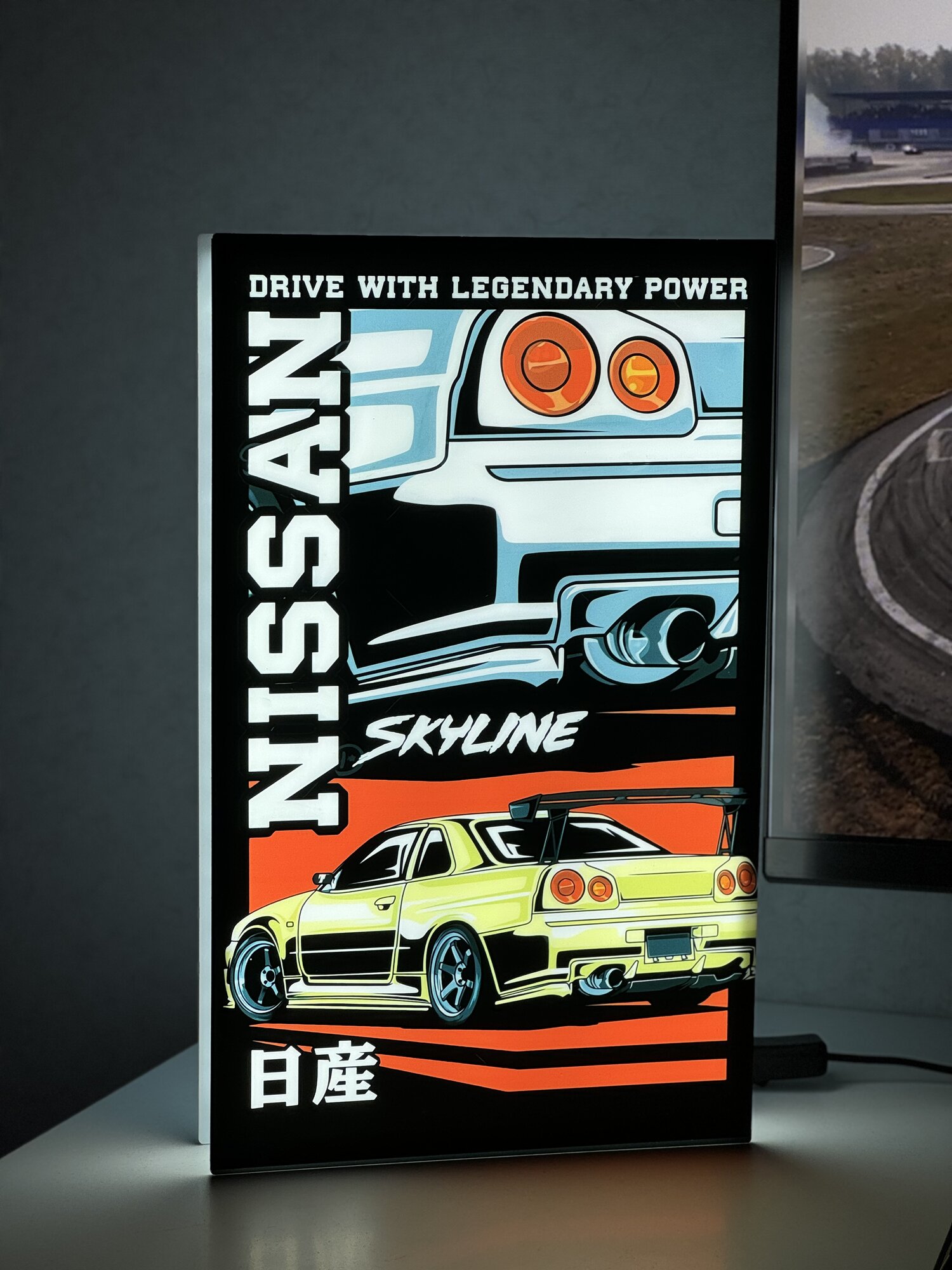 Светильник SolovevStore "Nissan R34", LED, акриловый плафон, выключатель на проводе