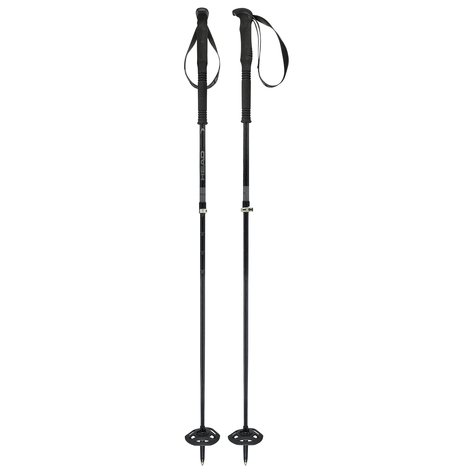 Телескопические горнолыжные палки для фрирайда и ски-тура из легкого карбона Head CRUX Carbon Tour черный