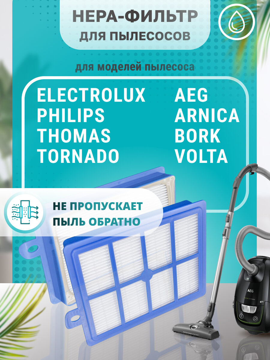 HEPA фильтр моющийся PRO для пылесоса Philips Electrolux Bork Arnica AEG Tornado Volta Thomas