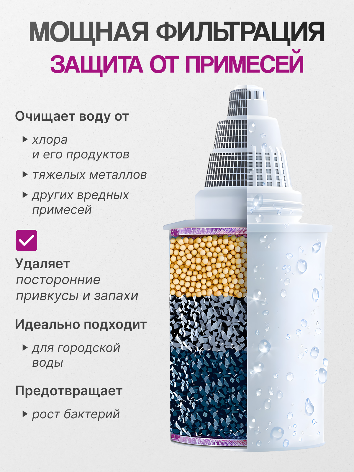 Комплект кассет для фильтра-кувшина "Барьер Стандарт", против хлора, 4шт — фото 1