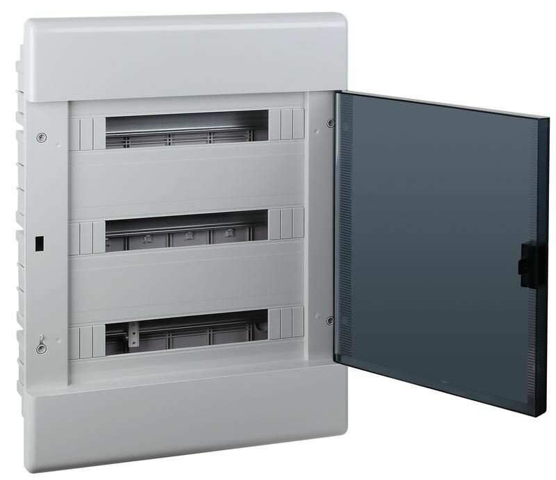 Щиток Тусо скрытая проводка на 54 модуля с дверцей 645х464х116мм (серый с прозр. дверцей) Ruvinil 68154СП